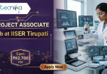 Project Associate Job at IISER Tirupati. Biological & Life Sciences Candidates, Apply Now & Earn ₹62,700 Per Month.