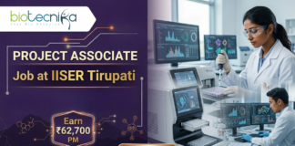 Project Associate Job at IISER Tirupati. Biological & Life Sciences Candidates, Apply Now & Earn ₹62,700 Per Month.