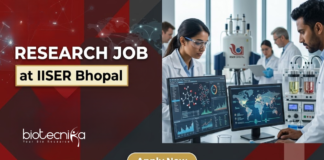 Research Job at IISER Bhopal. Biotechnology, Microbiology, or related Life Sciences Candidates, Apply Now & Earn Upto ₹56000/- Per Month.