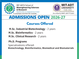 Life Sciences Admissions 2026-27 | Apply Now For Masters & PhD at MITBIO, Pune Life Sciences Admissions For 2026-27 at MIT ADTU School of Bioengineering, Pune. Apply Today For Specialized M.Sc. & Ph.D. Programs.