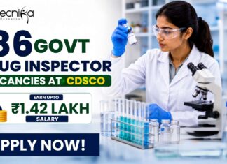 186 Govt Drug Inspector Vacancies at CDSCO | Salary Up to ₹1.42 Lakh for Microbiology Candidates 186 Govt Drug Inspector Vacancies at CDSCO | Salary Up to ₹1.42 Lakh for Microbiology Candidates