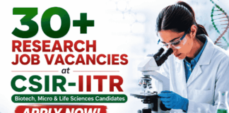 30+ Govt Research Job Vacancies at CSIR-IITR – Apply Now!