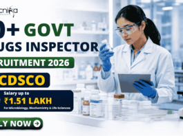 40+ Govt Drugs Inspector Recruitment 2026 at CDSCO – Salary up to ₹1.51 Lakh For Microbiology, Biochemistry & Life Sciences 40+ Govt Drugs Inspector Recruitment 2026 at CDSCO – Salary up to ₹1.51 Lakh For Microbiology, Biochemistry & Life Sciences