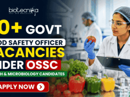 80+ Govt Food Safety Officer Vacancies Under OSSC – Biotech & Microbiology Candidates Apply. Apply for Govt Food Safety Officer Vacancies through OSSC Recruitment 2026. Open for Biotech, Micro, Food Tech, and Life Science candidates.