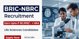 Rs. 58,000/- Pay at BRIC Recruitment – Apply For Life Sciences Jobs BRIC-NBRC Recruitment: Apply for Research Associate Jobs & Advance your Career in Life Sciences through Cutting-edge Neuroscience Research.