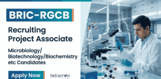 MSc Life Sciences Job Opening at BRIC-RGCB for DBT funded project – Apply Now Apply for Project Associate-I under BRIC-RGCB Recruitment 2026. Explore MSc Life Sciences Research Jobs in Kerala.