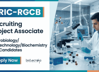 MSc Life Sciences Job Opening at BRIC-RGCB for DBT funded project – Apply Now Apply for Project Associate-I under BRIC-RGCB Recruitment 2026. Explore MSc Life Sciences Research Jobs in Kerala.