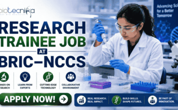 BRIC–NCCS Research Trainee Job | Master’s Dissertation Opportunity for Life Science Students BRIC–NCCS Research Trainee Job