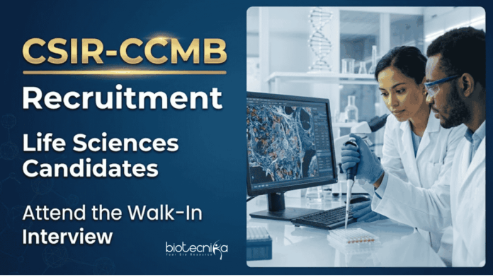 CCMB CCMB Recruitment: Project Associate-I Vacancy for Biological Sciences Candidates, Attend the Walk-In Interview for Research Jobs.