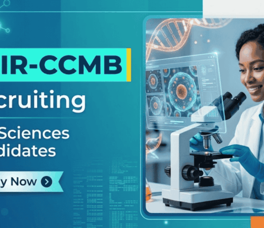Govt Research Job Vacancies at CCMB in Life Sciences – Apply Now CCMB Recruitment announces Govt Research Jobs for Project Associate, JRF and Scientist posts. Excellent Opportunity for Life Sciences Career.