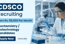 Rs. 58,000 Per Month Salary at CDSCO Recruitment – Biotech & Biochem Candidates Apply Now CDSCO Recruitment 2026 announced for Technical Officer. Biotechnology Career opportunity and Biochemistry Jobs with ₹58,000 monthly salary.