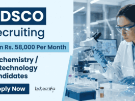 Rs. 58,000 Per Month Salary at CDSCO Recruitment – Biotech & Biochem Candidates Apply Now CDSCO Recruitment 2026 announced for Technical Officer. Biotechnology Career opportunity and Biochemistry Jobs with ₹58,000 monthly salary.