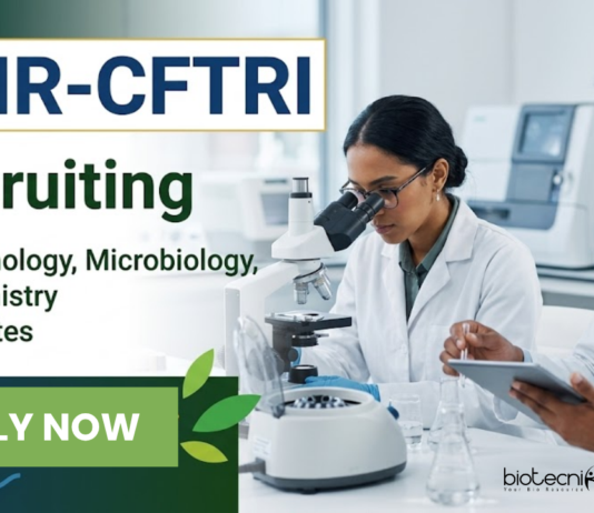 Apply for CFTRI Recruitment 2026 - Project Associate-I. Research Jobs for Biotechnology, Microbiology, and Biochemistry candidates.