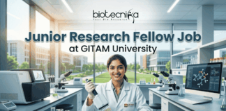 DBT-Funded Junior Research Fellow Job at GITAM University – ₹37,000 + HRA & PhD Opportunity! DBT-Funded Junior Research Fellow Job at GITAM University – ₹37,000 + HRA & PhD Opportunity!