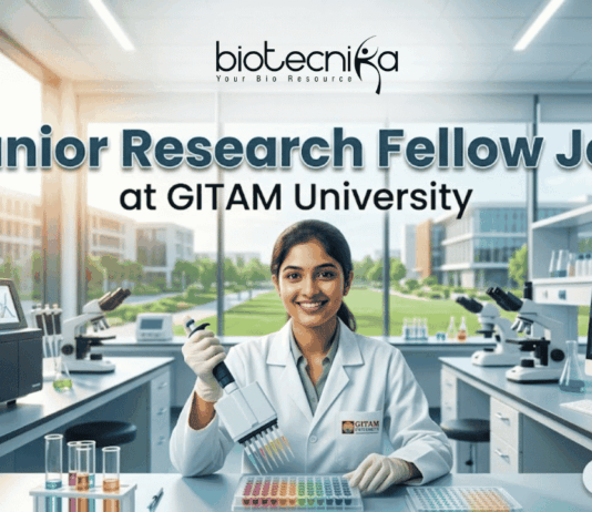 DBT-Funded Junior Research Fellow Job at GITAM University – ₹37,000 + HRA & PhD Opportunity!
