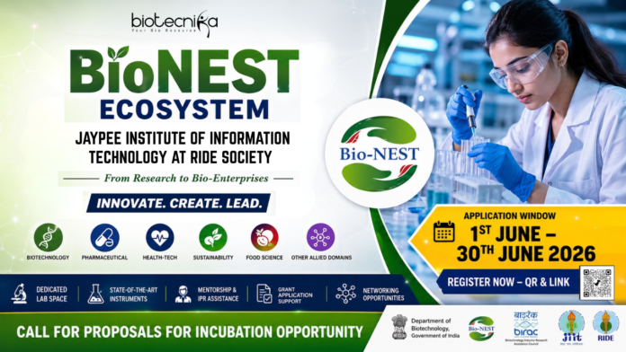 Exclusive Call for Proposals for BioNEST- Jaypee Institute of Information Technology Incubation 2026 Innovators, Researchers, Students & Entrepreneurs Apply (1) Exclusive Call for Proposals for BioNEST- Jaypee Institute of Information Technology Incubation 2026 Innovators, Researchers, Students & Entrepreneurs Apply (1)