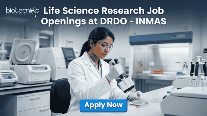 Explore exciting Life Science Research Job opportunities at INMAS for Research Associate and Junior Research Fellow positions. Explore exciting Life Science Research Job opportunities at INMAS for Research Associate and Junior Research Fellow positions.