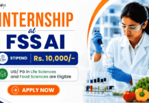 Apply for FSSAI Internship 2026: Govt Internship in Life Sciences, Biotechnology, Microbiology and Food Science Students.