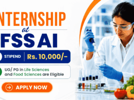 FSSAI Internship in Food & Life Sciences with Rs. 10,000/- Stipend – Apply Now Apply for FSSAI Internship 2026: Govt Internship in Life Sciences, Biotechnology, Microbiology and Food Science Students.