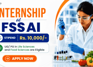 FSSAI Internship in Food & Life Sciences with Rs. 10,000/- Stipend – Apply Now Apply for FSSAI Internship 2026: Govt Internship in Life Sciences, Biotechnology, Microbiology and Food Science Students.