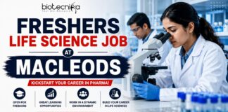 Freshers Life Science Job at Macleods Biotech, Biochem & Microbio Candidates Eligible