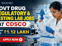 Govt Drug Regulatory & Testing Lab Jobs at CDSCO - Life Science & Microbiology Apply - Salary up to ₹1.12 Lakh