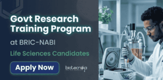 Apply for BRIC-NABI Recruitment 2026. Govt Research Training Program for postgraduate students interested in Life Sciences Research.