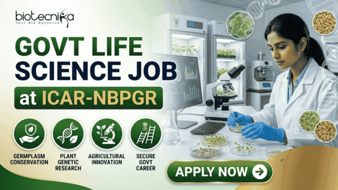 Govt. Life Science Job at ICAR-NBPGR Work on CRISPR Gene Editing – Apply Now Govt. Life Science Job at ICAR-NBPGR | Work on CRISPR Gene Editing – Apply Now