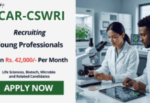Rs. 42,000/- Per Month Young Professional Jobs at ICAR – Apply Online ICAR-CSWRI Recruitment 2026 for Young Professional posts: Explore Govt Life Sciences Jobs, Check Eligibility & Apply Now.