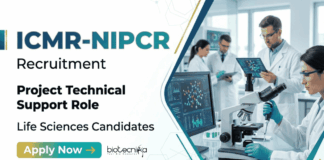 ICMR Recruitment for Life Sciences Research Roles – Applications Open ICMR Recruitment 2026 for Project Technical Support III. Apply for Life Sciences Jobs in Stem Cell Gene Editing and CRISPR Research.