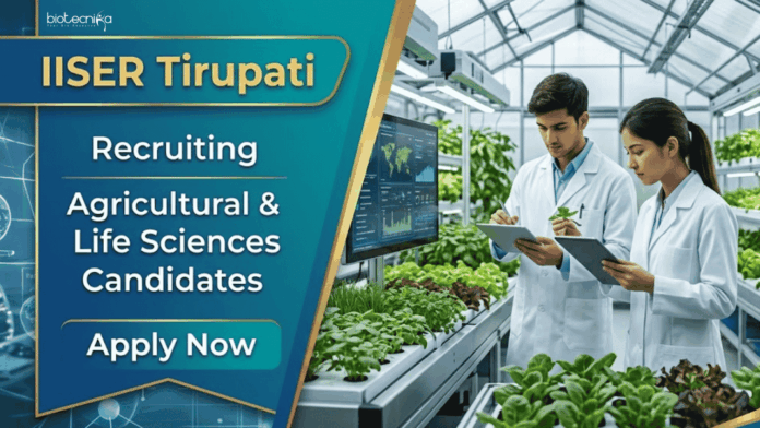 IISER Tirupati Apply for IISER Tirupati Recruitment 2026. Govt Life Sciences Research Jobs under an ANRF-Funded Anticancer Research Project.