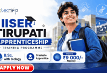 IISER Tirupati Paid Apprenticeship Training Program for BSc Biology Candidates – Apply Now Biology Jobs: Apply Now for IISER Tirupati Apprenticeship 2026 for B.Sc Biology graduates with Rs. 9000/- Stipend per month.
