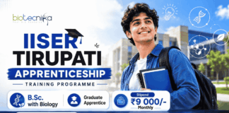 Biology Jobs: Apply Now for IISER Tirupati Apprenticeship 2026 for B.Sc Biology graduates with Rs. 9000/- Stipend per month.
