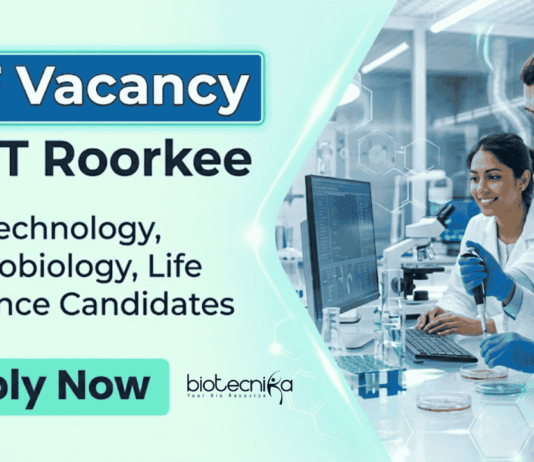IIT Roorkee Recruitment 2026 for JRF positions. Apply for Research Jobs and build a Life Sciences Career in molecular biology and virology.