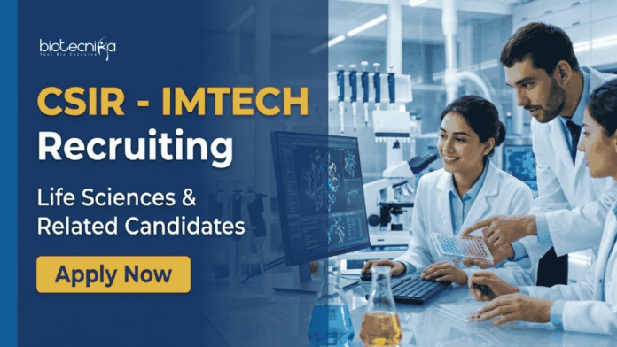 IMTECH Recruitment IMTECH Recruitment invites applications for Life Sciences Vacancy. Apply for Research Jobs at CSIR-IMTECH Chandigarh.