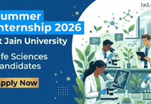 Apply for Jain University Summer Internship 2026. Life Sciences Internship opportunity for B.Sc. and M.Sc. students with hands-on training.