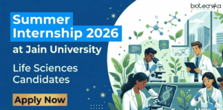 Apply for Jain University Summer Internship 2026. Life Sciences Internship opportunity for B.Sc. and M.Sc. students with hands-on training.