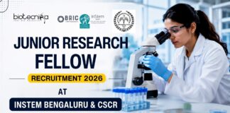 Apply for Junior Research Fellow Jobs at CSCR, inStem Bengaluru. Excellent Research Job opportunity in stem cell biology.