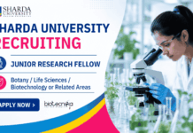 Junior Research Fellow Vacancy at Sharda University | Applications Invited Apply for Junior Research Fellow position Under Sharda University Recruitment and Contribute to Cutting-Edge Life Sciences Research.