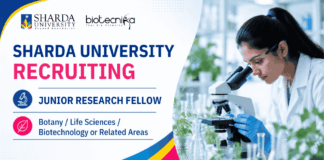 Apply for Junior Research Fellow position Under Sharda University Recruitment and Contribute to Cutting-Edge Life Sciences Research.