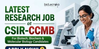 Latest Research Job at CSIR-CCMB for Biotech, Biochem & Molecular Biology Candidates | Apply Now Latest Research Job at CSIR-CCMB for Biotech, Biochem & Molecular Biology Candidates | Apply Now
