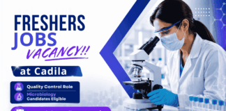 Microbiology Freshers Jobs at Cadila | Walk-In Interview Apply for Microbiology Freshers Jobs under Cadila Careers. B.Sc/M.Sc Candidates Attend the QC Jobs Walk-in Drive.