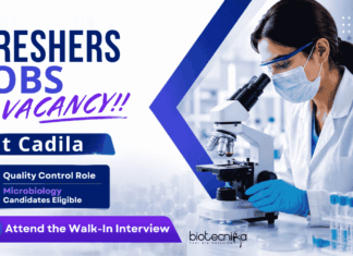 Microbiology Freshers Jobs at Cadila | Walk-In Interview Apply for Microbiology Freshers Jobs under Cadila Careers. B.Sc/M.Sc Candidates Attend the QC Jobs Walk-in Drive.