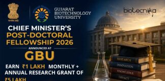 Chief Minister’s Post-Doctoral Fellowship 2026 Announced – Earn ₹1 Lakh Monthly + Annual Research Grant of ₹5 Lakh Chief Minister’s Post-Doctoral Fellowship at GBU | Biotech Vacancy