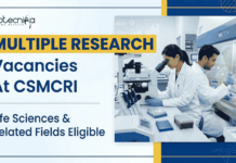Multiple Life Sciences Research Vacancies at CSMCRI – Apply Online Apply for CSIR-CSMCRI Recruitment 2026. Explore Life Sciences Research positions and Build a Career in Biotechnology.
