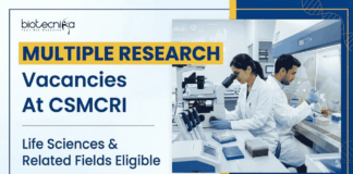 Apply for CSIR-CSMCRI Recruitment 2026. Explore Life Sciences Research positions and Build a Career in Biotechnology.