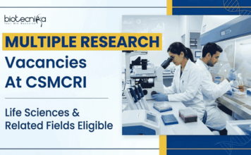 Multiple Life Sciences Research Vacancies at CSMCRI – Apply Online Apply for CSIR-CSMCRI Recruitment 2026. Explore Life Sciences Research positions and Build a Career in Biotechnology.