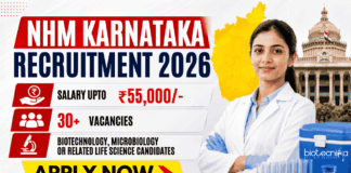 Rs. 55,000 Per Month Pay at NHM Karnataka Recruitment – 30+ Vacancies in Life Sciences NHM Karnataka Recruitment 2026 for Govt Life Sciences Jobs. 30+ Vacancies and Pay Upto Rs. 55,000 Per Month.