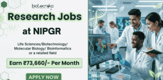 Apply for NIPGR Recruitment 2026. Research Associate-I vacancies for Govt Life Sciences Jobs with salary up to ₹73,660 per month.