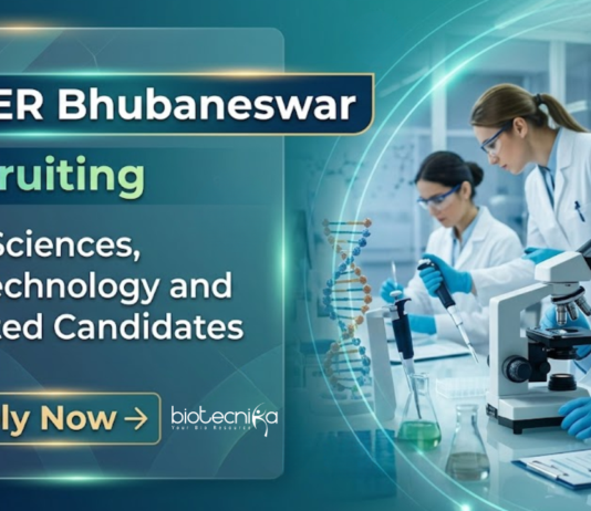 NISER Bhubaneswar Recruitment 2026 for Govt Research Jobs. Life Sciences Career Aspirants Apply for Project Fellow Position.